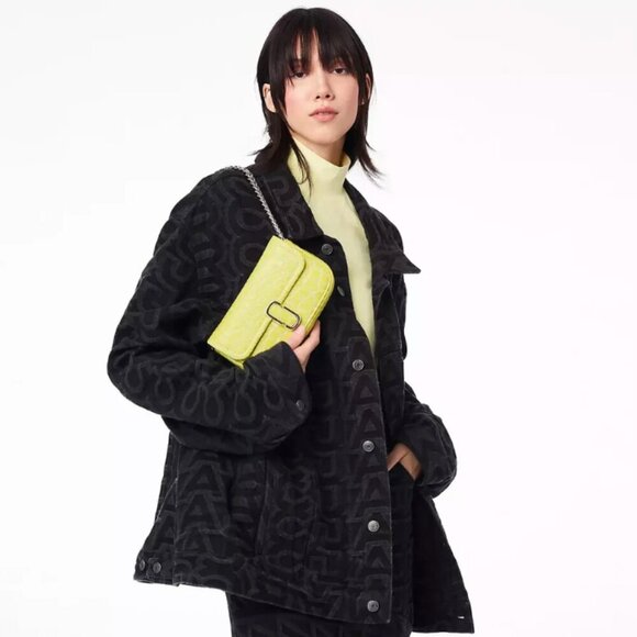 NWT! NEW!New Marc Jacobs J Marc Mini Shoulder Bag -Croc-embossed Leather Yellow - Picture 2 of 10